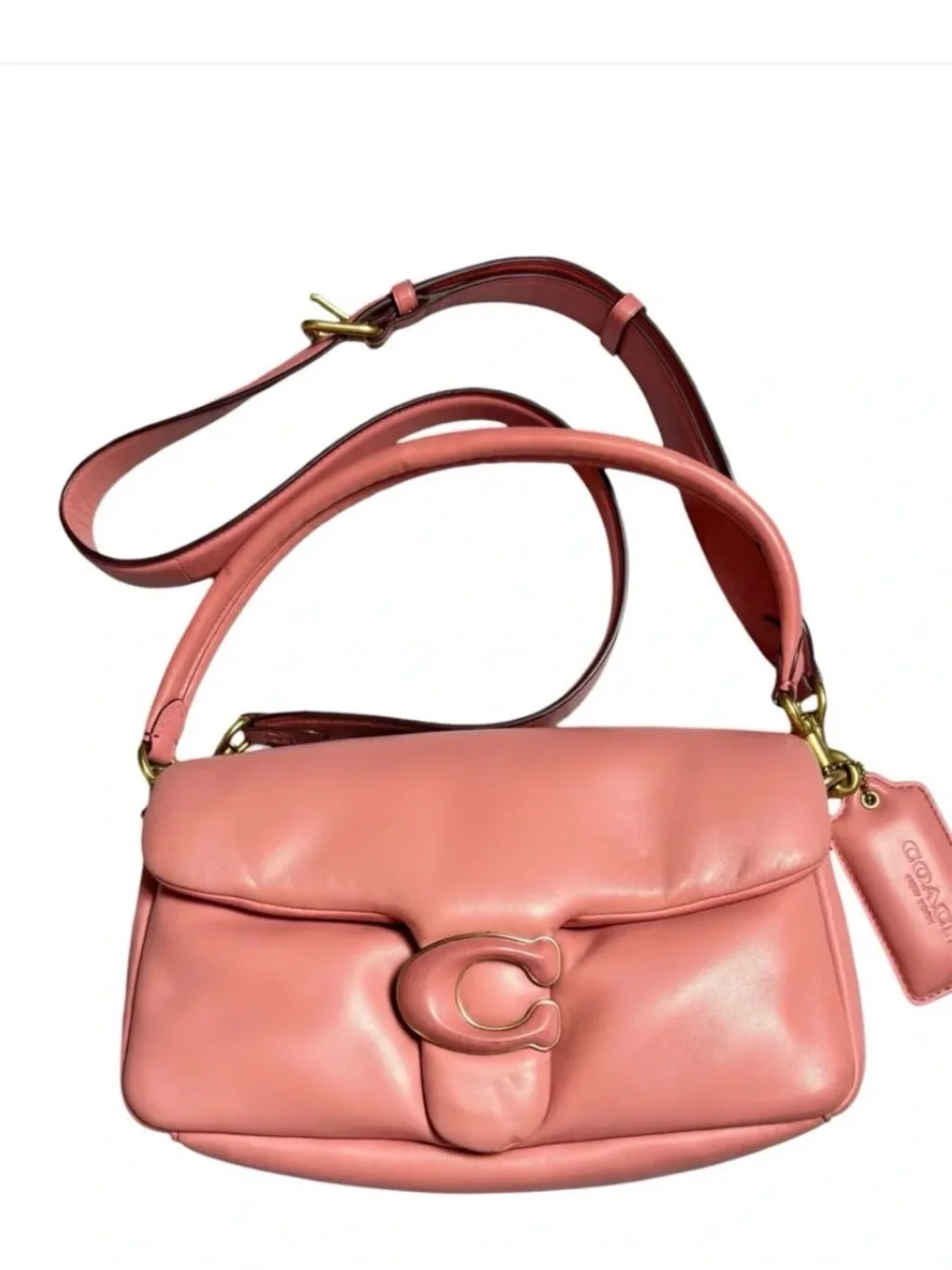 Sold tabby Coral Pink Leather Shoulder Crossbody Bag